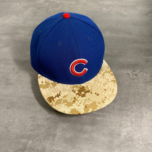 New Era Other - Vintage New Era Chicago Cubs Fitted Hat 7 5/8 Blue Digital‎ Camo 59FIFTY USA Cap